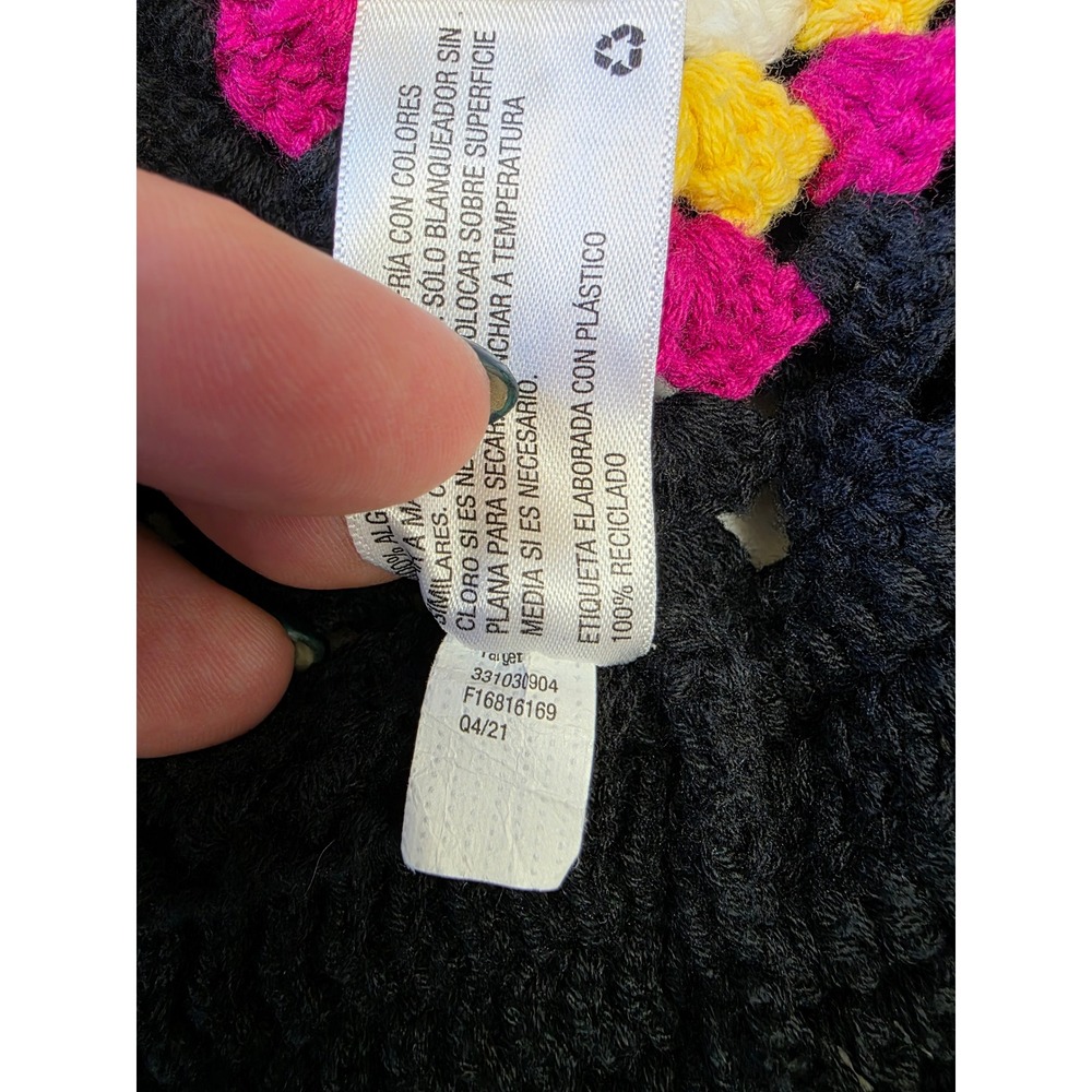 Wild Fable Black Crochet Granny Square Cropped Cardigan Sweater Small Boho - Picture 5 of 9